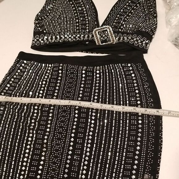 Rhinestones Jewel Elegant SpandexPartially linedCrystal embellished two P - Picture 12 of 15